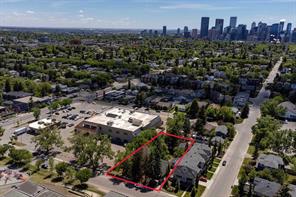 Aerial view of properties + proximity to Downtown Calgary