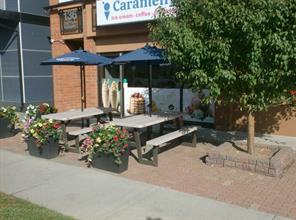 Store front with seating